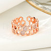 Fashionable Brass Micro Pave Cubic Zirconia Adjustable Cuff Rings FS-WG530FC-03-1