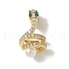 Snake Brass Micro Pave Cubic Zirconia Fold Over Clasps KK-I276-50G-1