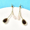 Mother's Day Jewellery Natural Pearl Dangle Earring EJEW-L099-12G-2