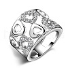 Heart Pattern Brass with Crystal Rhinestone Finger Rings for Women FS-WGDA7BB-01-4