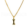 304 Stainless Steel Black Enamel Initial Pendant Twisted Chain Necklaces WG978E8-09-1