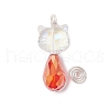 Cat Shape Glass Pendants PALLOY-JF03718-02-3