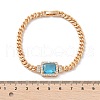 Brass Micro Pave Cubic Zirconia Rectangle Link Bracelets KK-R217-35G-5