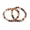 Natural Rutilated Quartz Round Beaded Stretch Bracelets for Men Women BJEW-G743-01E-4