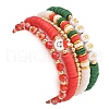 Christmas Theme Polymer Clay & Acrylic & Glass & Brass Beads Bracelets BJEW-TA00546-5