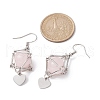 Natural Rose Quartz Dangle Earrings EJEW-JE05600-01-3