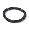 Natural Lava Rock & 304 Surgical Stainless Steel Disc Beaded Stretch Bracelet BJEW-JB09689-02-1