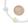 Acrylic & Glass Seed Beaded Flower Necklaces for Women NJEW-JN05291-01-3