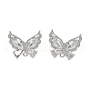 Brass Micro Pave Clear Cubic Zirconia Stud Earring Findings KK-C107-10P-1