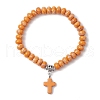 Synthetic Imperial Jasper Beads & Turquoise Cross Stretch Bracelets for Women Men BJEW-JB11382-3