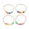 Round Glass Pearl Beads Stretch Bracelet for Teen Girl Women BJEW-JB07075-1