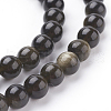 Natural Golden Sheen Obsidian Beads Strands X-G-C076-6mm-5-3