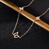 304 Stainless Steel Butterfly Link Chain Necklaces NJEW-R026-23G-3