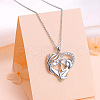 925 Sterling Silver Pave Clear Cubic Zirconia Heart Mother with Baby Pendant Necklaces for Mother's Day FS-WG28A46-01-2