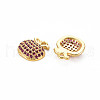 Rack Plating Brass Micro Pave Medium Violet Red Cubic Zirconia Charms KK-S360-156-2
