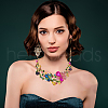 ANATTASOUL Colorful Rhinestone Flower of Life Pendant Necklace & Dangle Stud Earrings SJEW-AN0001-12-5