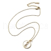 Flat Round with Number 8 Shell & Cubic Zirconia Pendant Necklaces NJEW-D288-04G-2