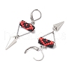 Triangle with Eye Brass Glass Seed Beaded Leverback Earrings EJEW-MZ00452-6