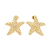 Rack Plating Brass Micro Pave Clear Cubic Zirconia Stud Earrings for Women EJEW-C125-27C-G-4