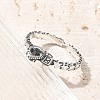 Sterling Silver Open Cuff Rings for Women RJEW-R008-01AS-04-3