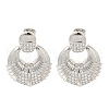Rack Plating Double Horn Brass Micro Pave Clear Cubic Zirconia Stud Earrings EJEW-H016-31P-1