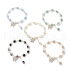 5Pcs Crackle Imitation Jade Glass & Transparent Glass Beaded Stretch Bracelets BJEW-JB11859-2