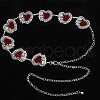 Rose Flower Dark Red Heart Alloy & Epoxy Resin Link Chain Waist Belly Chains for Women FS-WG123DD-01-1