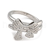 2Pcs 2 Styles Brass Micro Pave Cubic Zirconia Adjustable Rings RJEW-P127-15P-3