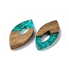 Transparent Resin & Walnut Wood Pendants RESI-N025-047A-02-2