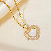 Elegant Heart-shaped Brass Clear Cubic Zircon Pendant Dapped Chain Necklaces for Women MS3018-4