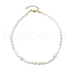2Pcs 2 Colors Shell Pearl Bead & Glass Seed Beads Beaded Necklaces for Women NJEW-MZ00073-5