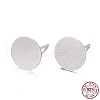 925 Sterling Silver Flat Pad  Stud Earring Findings STER-K167-045G-S-8