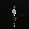 Natural Agate & Metal Evil Eye Moon Hanging Ornaments PW-WG66301-01-1