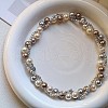 Glass & Imitation Pearl Round Beaded Wrapped Necklaces FS-WG8CA37-01-4