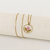 Alloy & Plastic Inner Flower Flat Round Pendant Necklaces FS-WG8915D-17-1