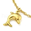PVD Vacuum Plating 304 Stainless Steel Cable Chains Dolphin Charm Bracelets BJEW-P334-03G-2
