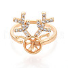 Antler Brass Micro Pave Clear Cubic Zirconia Cuff Ring Settings KK-T076-26G-2