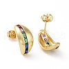 Colorful Cubic Zirconia Teardrop Stud Earrings EJEW-C008-29G-2
