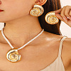 Conch Alloy & Polyester Cord Pendant Necklaces & Stud Earrings Sets FS-WG2EAF8-01-2