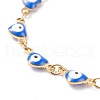 Enamel Heart with Evil Eye Link Chains Bracelet BJEW-P271-07G-04-2