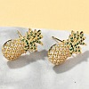Pineapple Brass Micro Pave Cubic Zirconia Stud Earrings EJEW-A132-09G-2