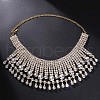 Alloy Full Crystal Rhinestone Multi-layered Teardrop Tassel Bib Necklaces for Women FS-WG9A2DA-01-1