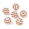 Striped Resin Rhinestone Beads OACR-A037-01F-1