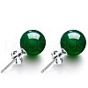 Round Imitation Jade Beads Stud Earrirngs for Girl Women EJEW-BB46205-A-1