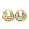 Rack Plating U-Shaped Brass Micro Pave Clear Cubic Zirconia Hoop Earrings for Women EJEW-G410-63G-1