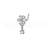 Brass Micro Pave Clear Cubic Zirconia Flower L Shaped Nose Rings WGC32C4-01-2
