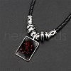 Alloy & Glass & Imitation Leather Cord Pendant Necklaces WGFA685-08-1