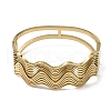 304 Stainless Steel Hollow Wavy Hinged Bangles for Women BJEW-U002-13G-2