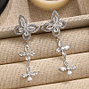 Brass Clear Cubic Zirconia Dangle Stud Earrings FS-WG3FB92-01-4