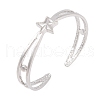 Star Zinc Alloy Hollow Open Cuff Bangles for Women BJEW-L688-01P-1